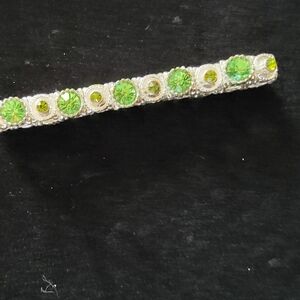 Elegant Silver and Green Barrette